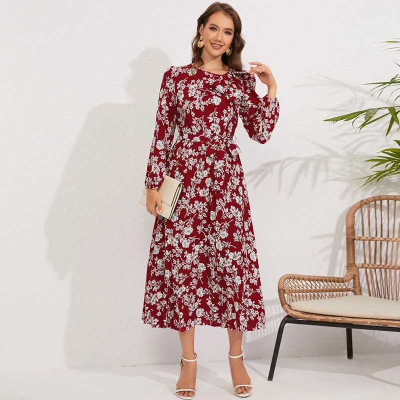 Red Flower Elegant Chic Dress robe de soiree femmes Long Sleeve Holiday Dresses Vintage Print Elegant Gowns Casual Long Dress
Red Flower Elegant Chic Dress robe de soiree femmes Long Sleeve Holiday Dresses Vintage Print Elegant Gowns Casual Long Dress 