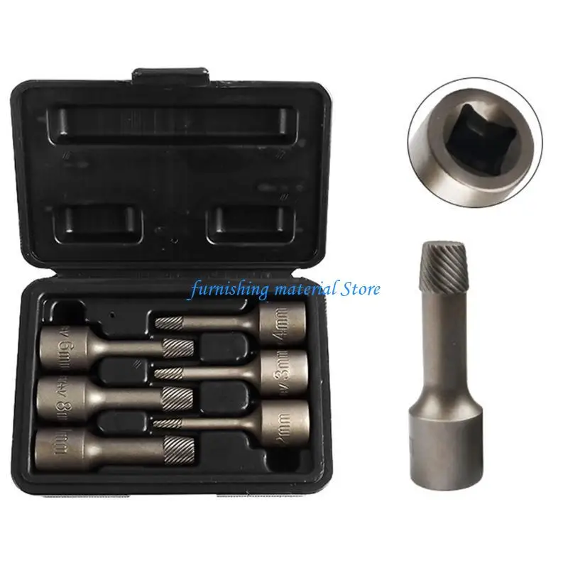 Y5GD 6Pcs 3/8 Damaged Screw Extractors Drill Bit Purpose Tool Broken Speed Out Easily Bolt Studs Stripped Screw Removers Tool
Y5GD 6Pcs 3/8 Damaged Screw Extractors Drill Bit Purpose Tool Broken Speed Out Easily Bolt Studs Stripped Screw Removers Tool