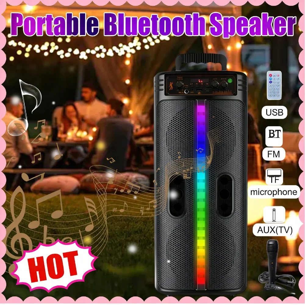 Portable Bluetooth Speaker Double 8.5-Inch Subwoofer Stereo Loud Speaker Colorful LED Lights 2400mAh Battery for Outdoor Home Tr
Portable Bluetooth Speaker Double 8.5-Inch Subwoofer Stereo Loud Speaker Colorful LED Lights 2400mAh Battery for Outdoor Home Tr