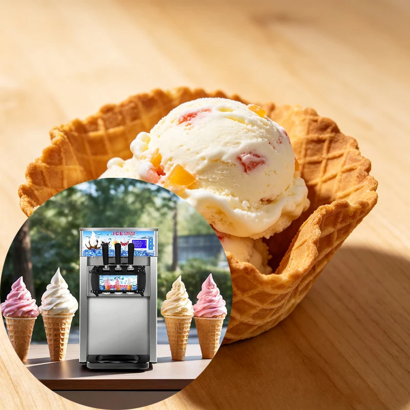 Soft Ice Cream Machines Commercial Sorbet Coolers Tricolor Desktop Sweet Cone Freezing Equipment Vending Machine
Soft Ice Cream Machines Commercial Sorbet Coolers Tricolor Desktop Sweet Cone Freezing Equipment Vending Machine