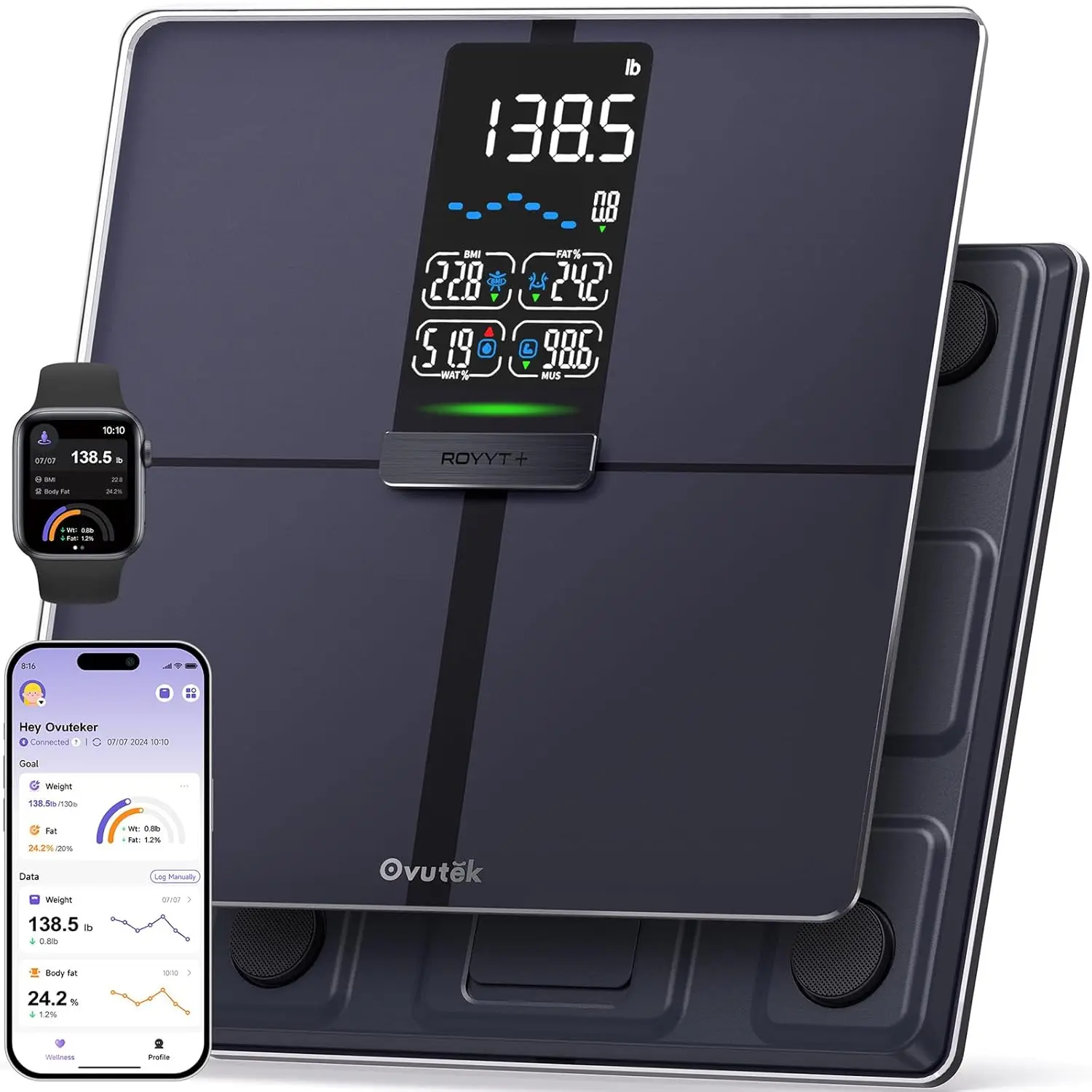 Smart Body Scale: Track Weight, BMI, Fat & Muscle with High Accuracy, Syncs to Fitness Apps, 450lb Capacity
Smart Body Scale: Track Weight, BMI, Fat & Muscle with High Accuracy, Syncs to Fitness Apps, 450lb Capacity