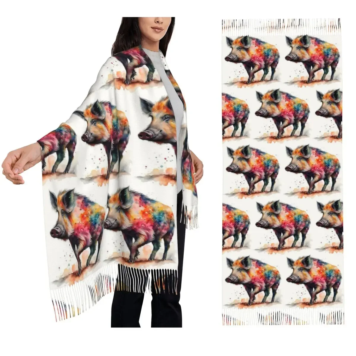 Красочный акварельный шарф с диким кабаном и свиньей, шарфы с кисточками для женщин, мягкие теплые шали и накидки, большая осенне-зимняя шаль
Красочный акварельный шарф с диким кабаном и свиньей, шарфы с кисточками для женщин, мягкие теплые шали и накидки, большая осенне-зимняя шаль