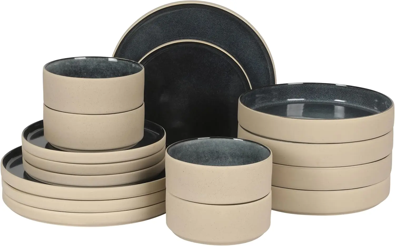 Liberty Bay 16-Piece Pottery Clay Stoneware Dinnerware Set – Blue Reactive Glaze, Stackable Plates and Bowls W/Pasta Bo
Liberty Bay 16-Piece Pottery Clay Stoneware Dinnerware Set – Blue Reactive Glaze, Stackable Plates and Bowls W/Pasta Bo