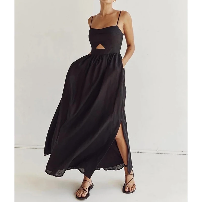 Women French Style Pleated Big Swing Hollow Out Slit Long Dresses Sexy Loose Suspender Dress 2026 New Elegant Female Dress
Women French Style Pleated Big Swing Hollow Out Slit Long Dresses Sexy Loose Suspender Dress 2026 New Elegant Female Dress