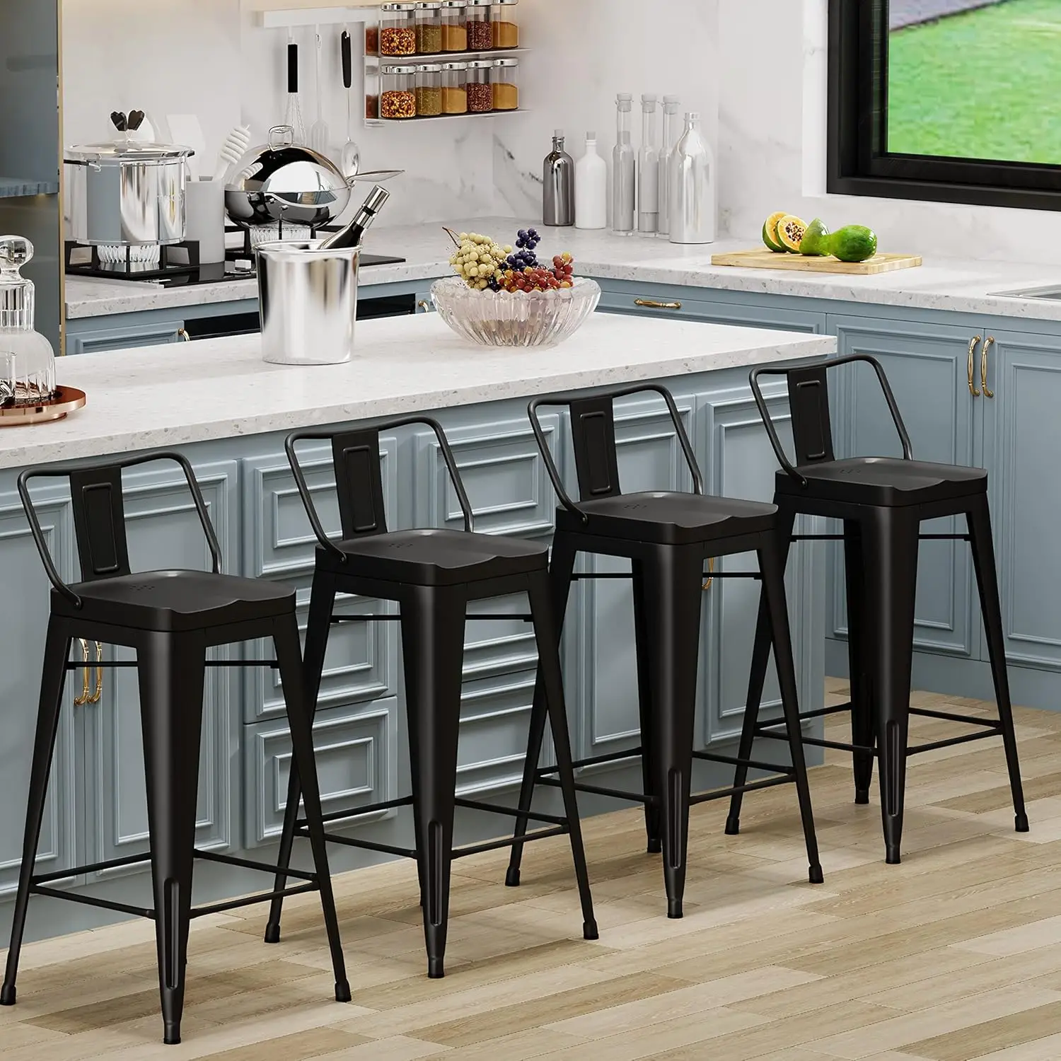 Metal Bar Stools Set of 4 Counter Height Stools 24 Inchs Counter Stools with Backs Black Bar Stool with Backs Bar Height Stool 2
Metal Bar Stools Set of 4 Counter Height Stools 24 Inchs Counter Stools with Backs Black Bar Stool with Backs Bar Height Stool 2