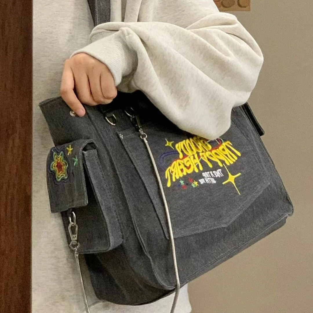Retro Vintage Tote Washed Embroidered Letters Portable High Capacity Shoulder Underarm Bag Shopping Bag Woman Bag Handbags
Retro Vintage Tote Washed Embroidered Letters Portable High Capacity Shoulder Underarm Bag Shopping Bag Woman Bag Handbags