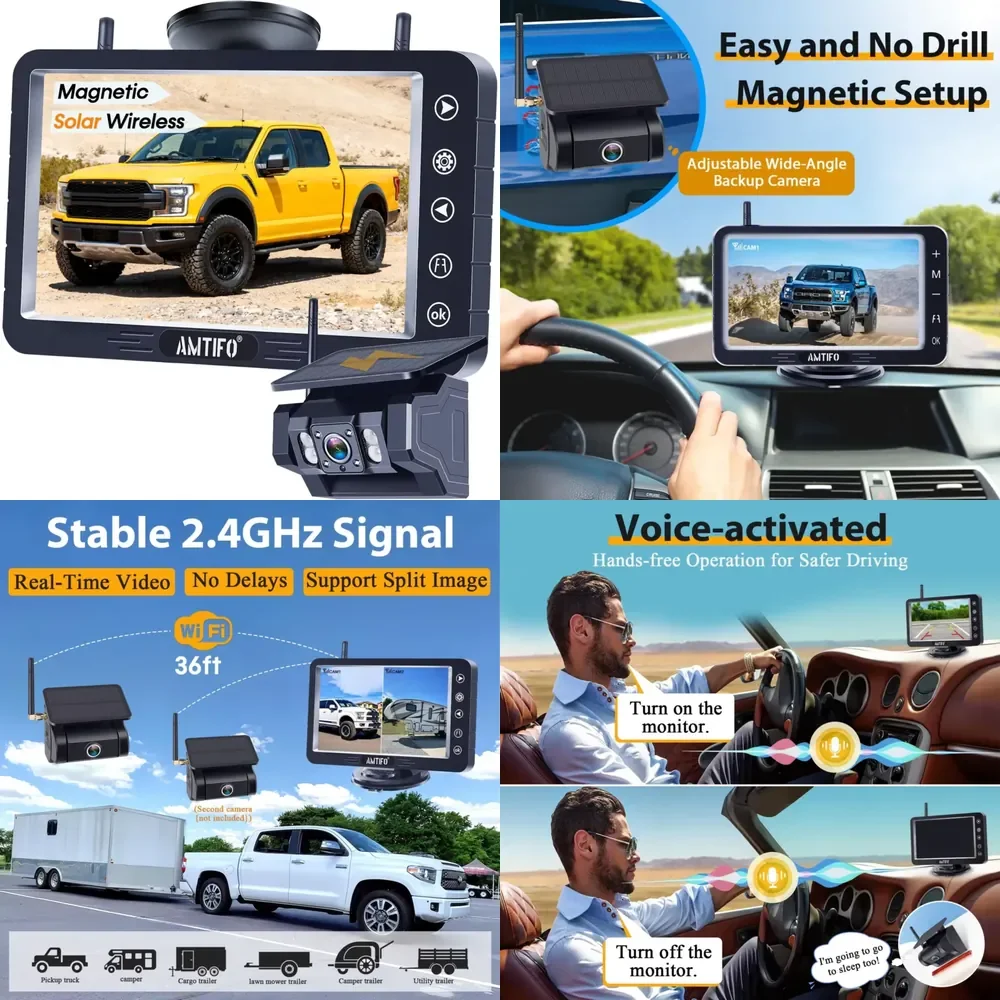 Magnetic Solar Wireless Backup Camera No-Drill Installation 5-Inch HD1080P Screen Long Battery Life Night Vision Waterproof
Magnetic Solar Wireless Backup Camera No-Drill Installation 5-Inch HD1080P Screen Long Battery Life Night Vision Waterproof