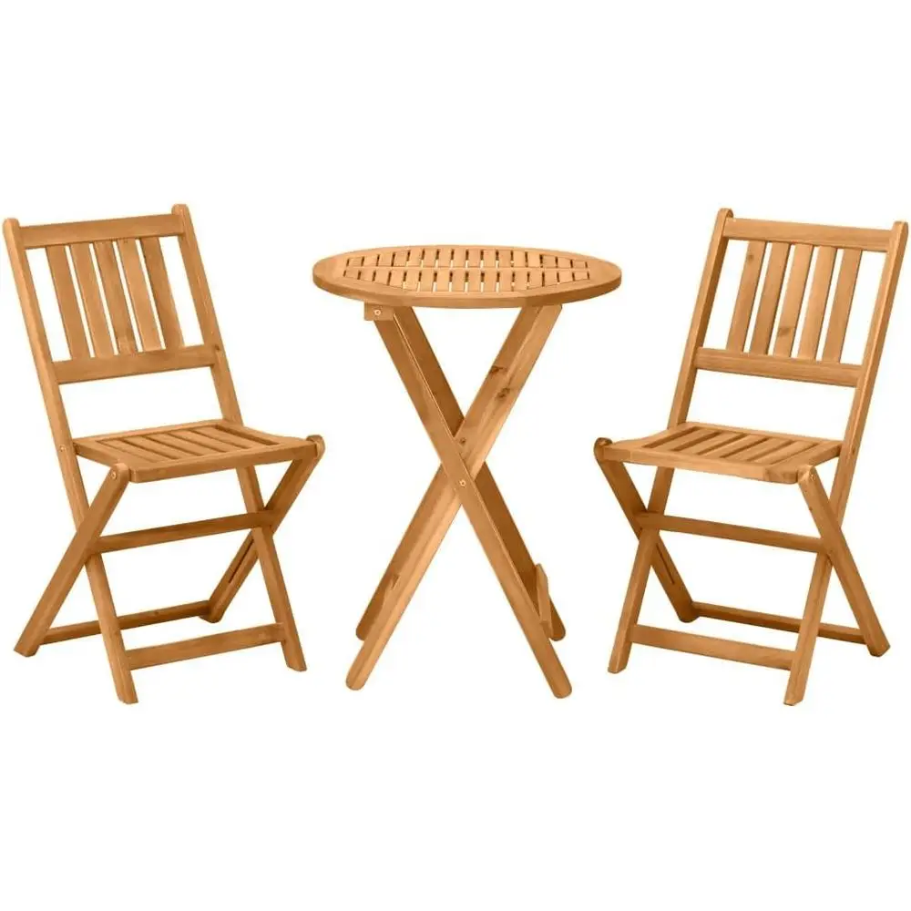 Outdoor 3-Piece Bistro Set: Folding Acacia Chairs & Round Coffee Table for Patio, Balcony, Deck, or Garden
Outdoor 3-Piece Bistro Set: Folding Acacia Chairs & Round Coffee Table for Patio, Balcony, Deck, or Garden