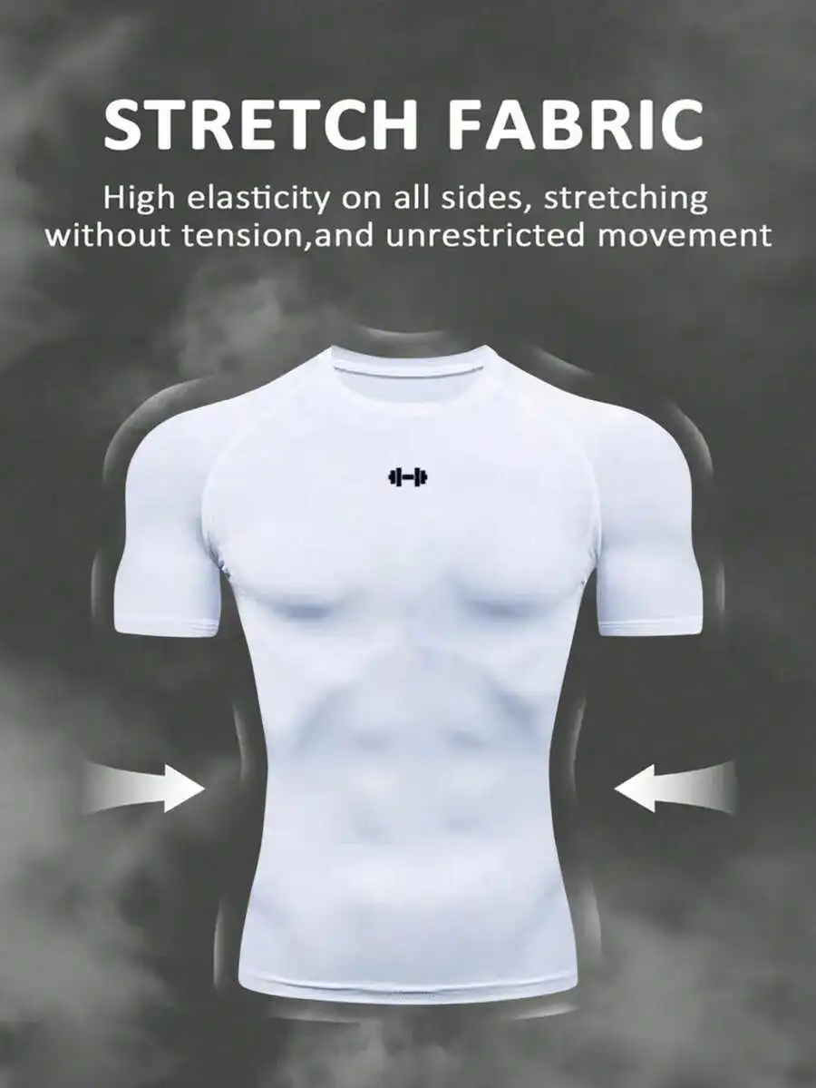 Mens Compression Sports T-Shirt With Barbell Print Gym Workout Tee
Mens Compression Sports T-Shirt With Barbell Print Gym Workout Tee