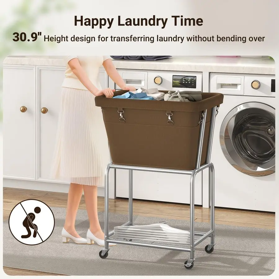 Тележка для белья на колесах, передвижная корзина для белья со съемным мешком и полкой, металлическая корзина для белья на 4 колесиках и 2 полки
Тележка для белья на колесах, передвижная корзина для белья со съемным мешком и полкой, металлическая корзина для белья на 4 колесиках и 2 полки