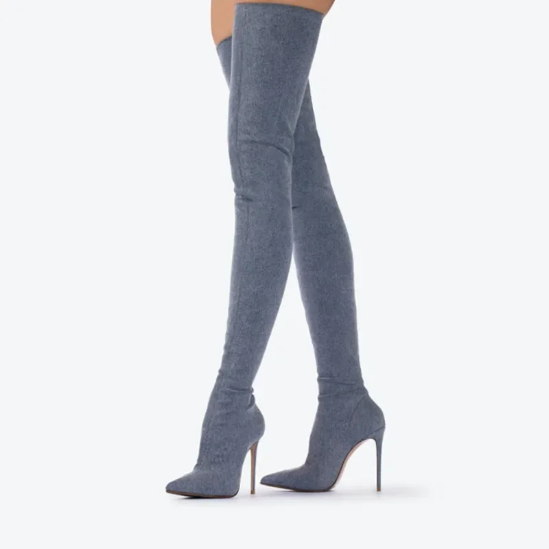 Arden Furtado 2024 Blue Denim Strech Boots Thigh High Boots Pointed Toe Slip-on Stiletto Heels High Heel Over The Knee Boots 41
Arden Furtado 2024 Blue Denim Strech Boots Thigh High Boots Pointed Toe Slip-on Stiletto Heels High Heel Over The Knee Boots 41