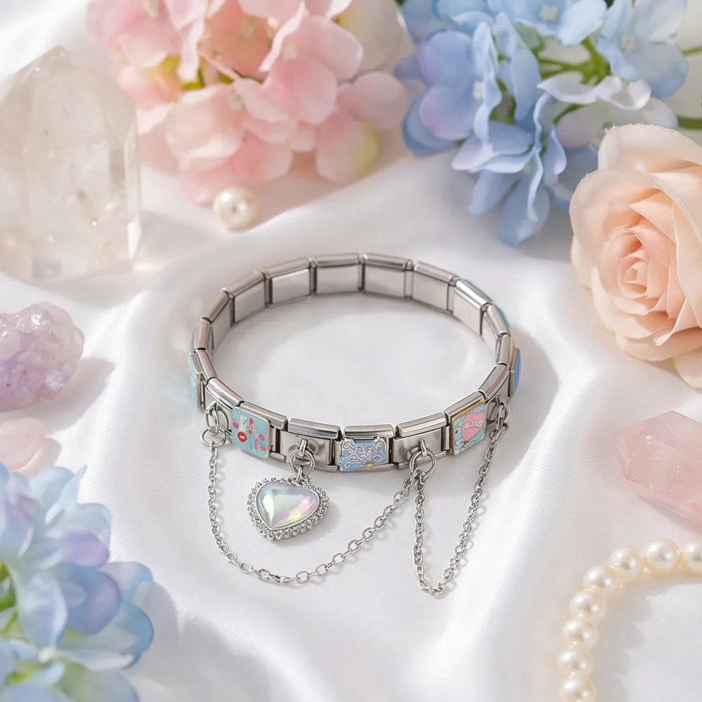 9mm Italian Charm Bracelet Set Sweet Love Theme DIY Modular Links with Enamel Kiss Me Swan Heart Charms Opener Tool Included
9mm Italian Charm Bracelet Set Sweet Love Theme DIY Modular Links with Enamel Kiss Me Swan Heart Charms Opener Tool Included