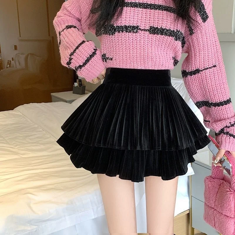 Half Skirt 2023 Women's Velvet Skirt High Waist Pleated Short Skirt Ropa Mujer Mini Skirts Clothes for Women
Half Skirt 2023 Women's Velvet Skirt High Waist Pleated Short Skirt Ropa Mujer Mini Skirts Clothes for Women