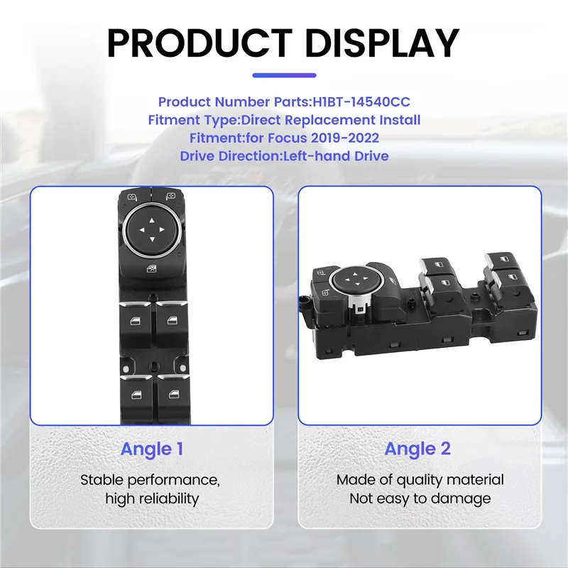 Durable-Car Left Front Side Electric Power Window Lift Control Switch H1BT-14540CC For Ford Focus 2019-2022 LHD 
Durable-Car Left Front Side Electric Power Window Lift Control Switch H1BT-14540CC For Ford Focus 2019-2022 LHD