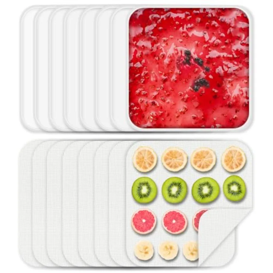 8 Pcs Silicone Food Dehydrator-Trays with Edge 8 Pcs Mesh Dryer Mats Reusable Non Stick Silicone Dehydrator Sheets for Liquids
8 Pcs Silicone Food Dehydrator-Trays with Edge 8 Pcs Mesh Dryer Mats Reusable Non Stick Silicone Dehydrator Sheets for Liquids