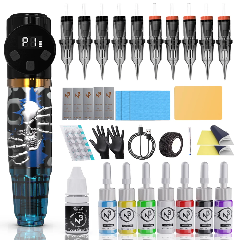 Goldplume Professional Tattoo Machine Set, Including Rotary Tattoo Pen, Power Supply, Needles, Ink, Tattoo Gun and Makeup Tools
Goldplume Professional Tattoo Machine Set, Including Rotary Tattoo Pen, Power Supply, Needles, Ink, Tattoo Gun and Makeup Tools