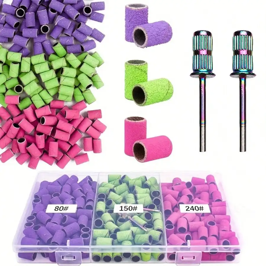 150Pcs Sanding Bands for Nail Drill, #80/#150/#240 Grits, Coarse to Fine. Includes 2Pcs 3/32" Mandrel Bits & Portable Storage Box. Manicure Tool Set.
150Pcs Sanding Bands for Nail Drill, #80/#150/#240 Grits, Coarse to Fine. Includes 2Pcs 3/32" Mandrel Bits & Portable Storage Box. Manicure Tool Set.