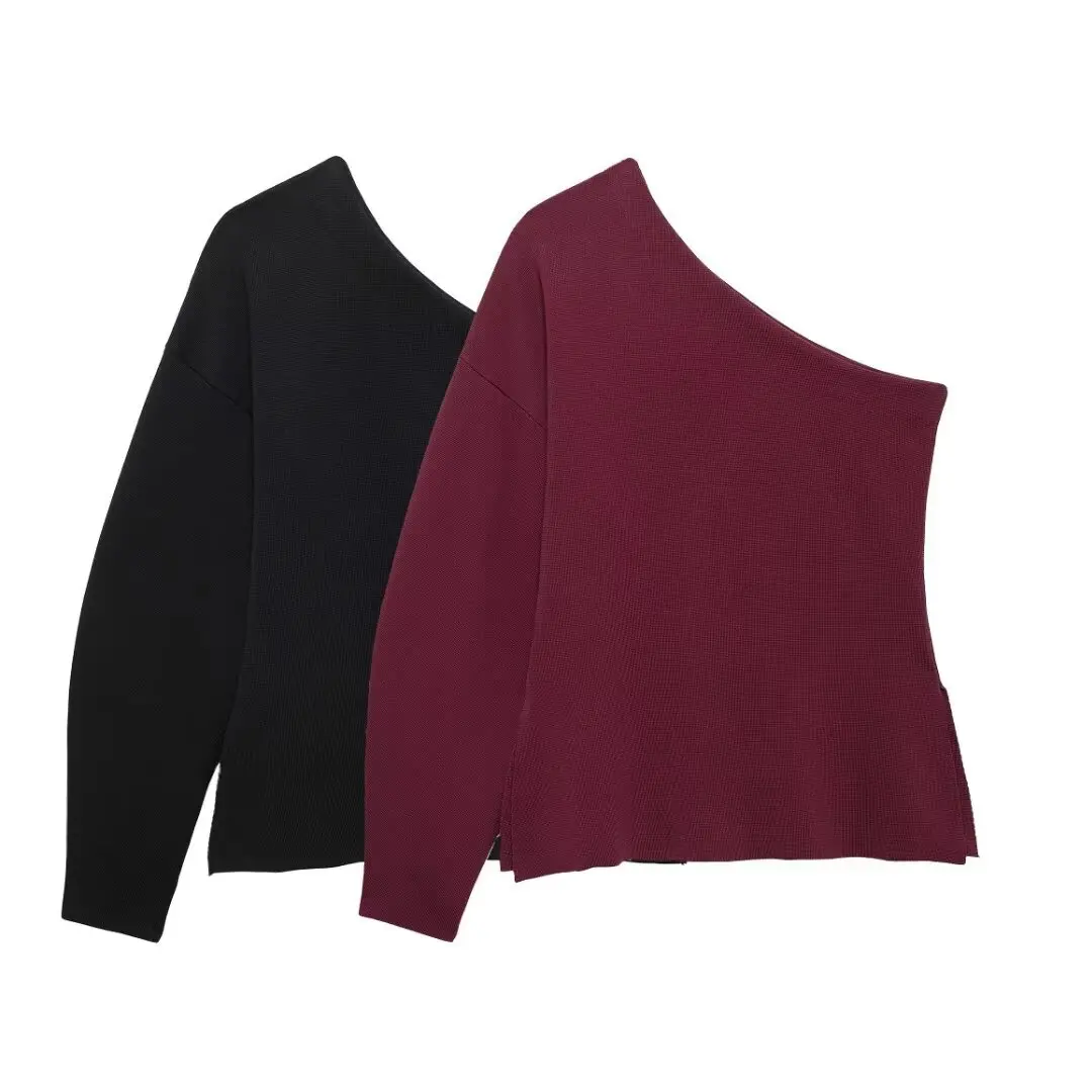 Темпераментный модный вязаный свитер с наклонным плечом и одним рукавом, женский топ
Темпераментный модный вязаный свитер с наклонным плечом и одним рукавом, женский топ