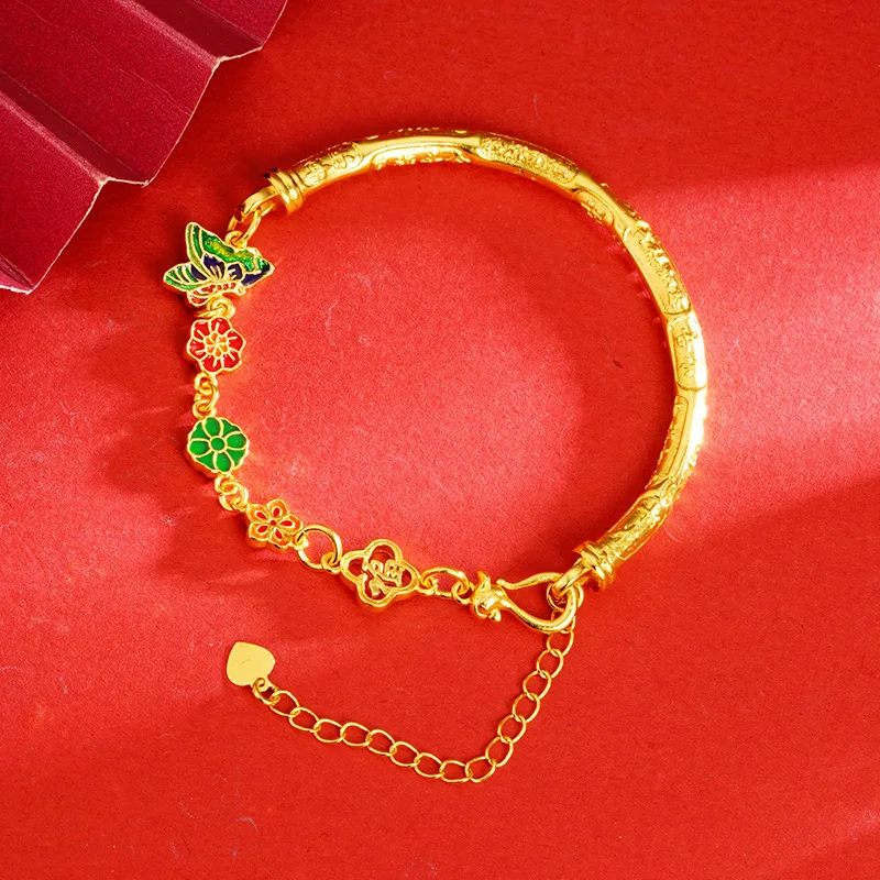 Butterfly & Flower Peace-Blessing Bracelet for Women (24K AU999) - 3D Carved Butterfly, Matte Gold Flowers, Daily Layering
Butterfly & Flower Peace-Blessing Bracelet for Women (24K AU999) - 3D Carved Butterfly, Matte Gold Flowers, Daily Layering