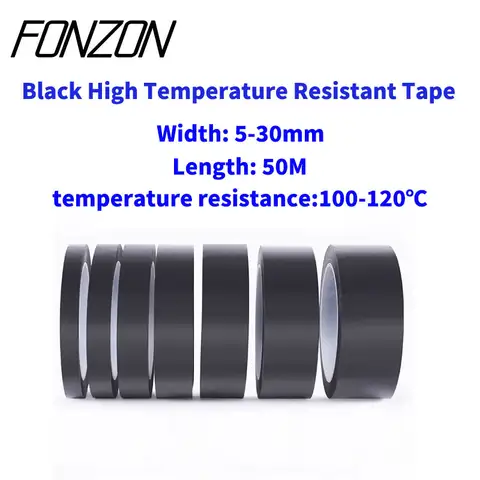 5-30mm 50M Black Tape Insulation Voltage Resistant Matte Shading High Temperature Resistant Polyimide Adhesive Tape