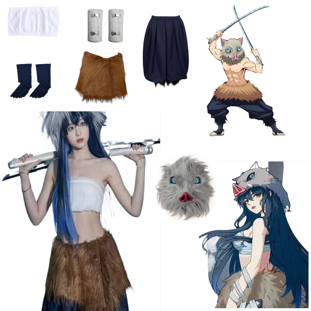 Anime Demon Slayer Kimetsu No Yaiba Cosplay Costume with Pig's Head and A Mouth Cover A Straw Skirt Pants Set Halloween Costume
Anime Demon Slayer Kimetsu No Yaiba Cosplay Costume with Pig's Head and A Mouth Cover A Straw Skirt Pants Set Halloween Costume