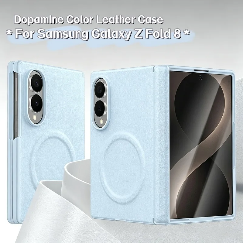Fashion Dopamine Color Leather Magnetic Hinge & Screen Protect Case for Samsung Galaxy Z Fold 8 Wireless Charge Anti-drop Cover
Fashion Dopamine Color Leather Magnetic Hinge & Screen Protect Case for Samsung Galaxy Z Fold 8 Wireless Charge Anti-drop Cover