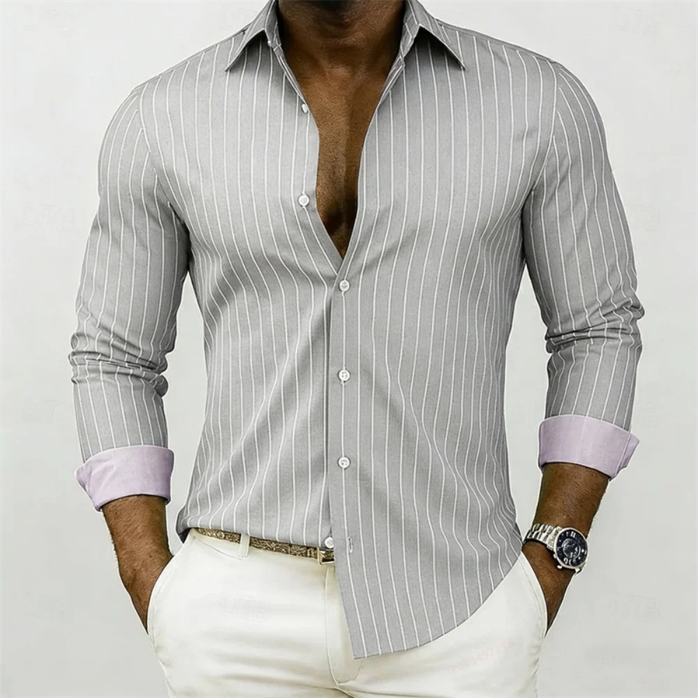 Men's Shirts Minimally Stripe Design Casual Business Outdoor Street Business Casual Lapel Collar Long Sleeves Fashion Men's Top
Men's Shirts Minimally Stripe Design Casual Business Outdoor Street Business Casual Lapel Collar Long Sleeves Fashion Men's Top