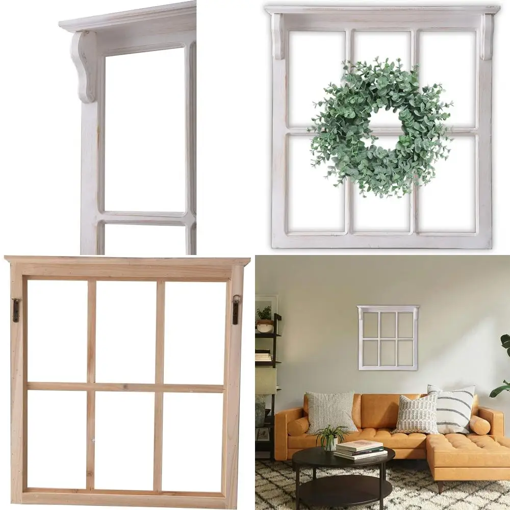 Distressed White Rustic Rectangle Window Frame, 29x30 Inch, Vintage Carved Wood Wall Decor for Living Room, Shabby Chic Style
Distressed White Rustic Rectangle Window Frame, 29x30 Inch, Vintage Carved Wood Wall Decor for Living Room, Shabby Chic Style
