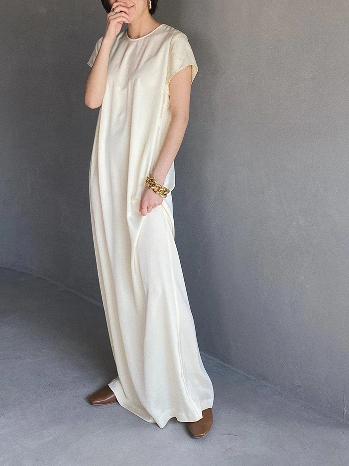 Label Simple Commuter OL Style Acetate Dress round Neck Short Sleeve Back Split Long Skirt for Women Summer Season
Label Simple Commuter OL Style Acetate Dress round Neck Short Sleeve Back Split Long Skirt for Women Summer Season