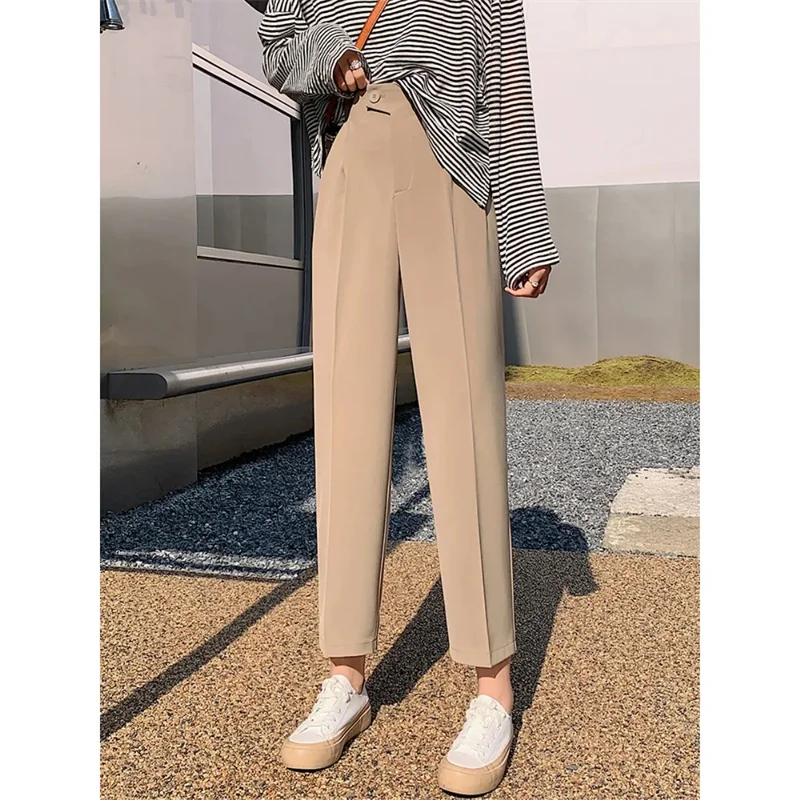 Fashion Elastic High Waist Suit Pants Women Fall Spring Casual Loose Straight Black Trouser Office Ladies Nine Points Streetwear
Fashion Elastic High Waist Suit Pants Women Fall Spring Casual Loose Straight Black Trouser Office Ladies Nine Points Streetwear
