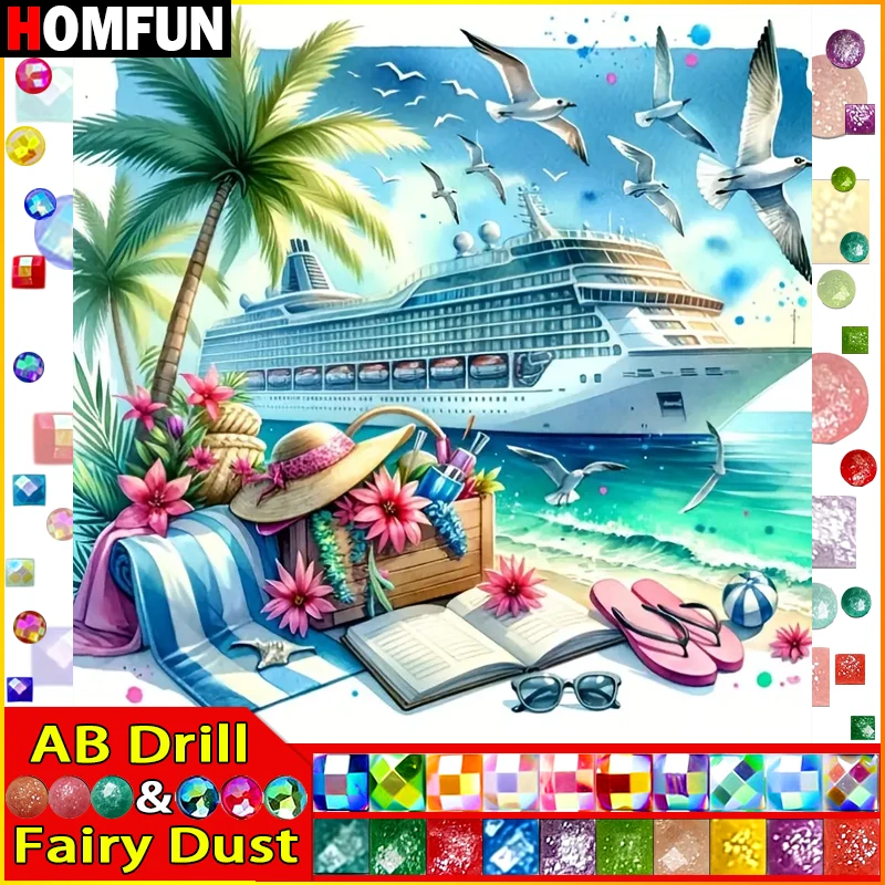 HOMFUN Fairy Dust AB Full diamond Painting "Scenery Beach Boat" Resin Drill Embroidery 5D Diy Diamond Painting Handmade gift
HOMFUN Fairy Dust AB Full diamond Painting "Scenery Beach Boat" Resin Drill Embroidery 5D Diy Diamond Painting Handmade gift