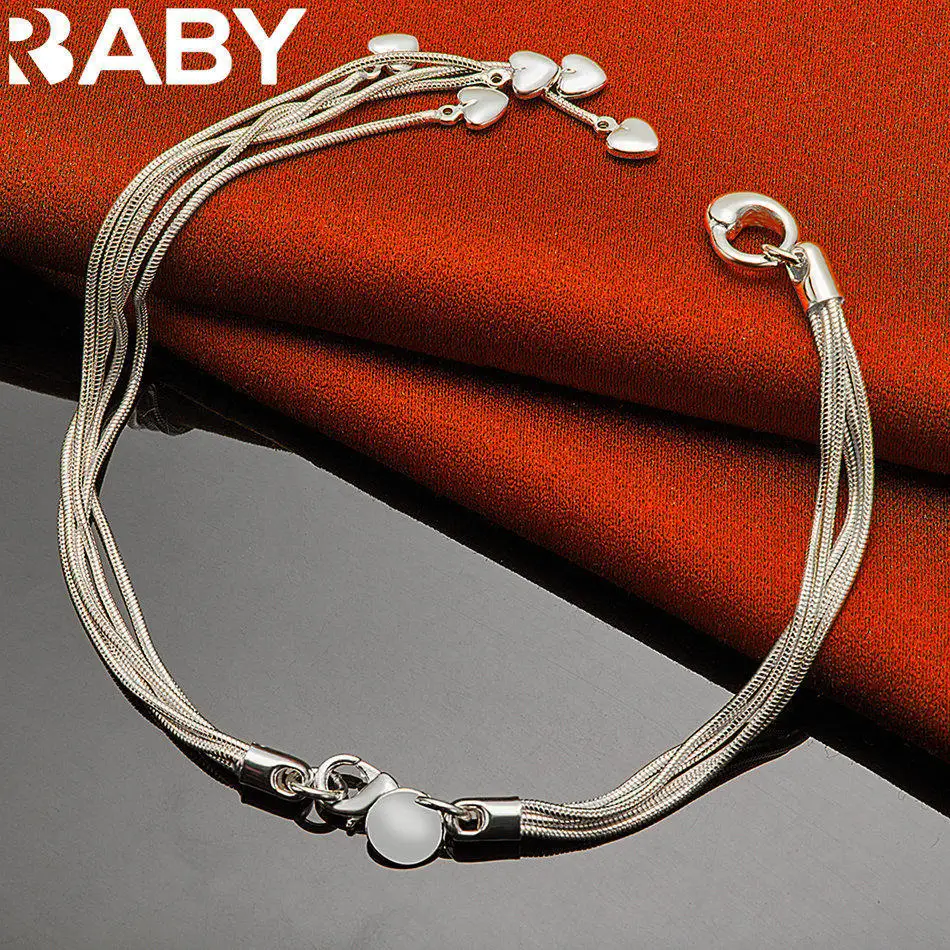 URBABY 925 Sterling Silver Multi Snake Chain Heart Round Water Drop Buckle Bracelet For Women's Fashion Jewelry Charm Party Gift
URBABY 925 Sterling Silver Multi Snake Chain Heart Round Water Drop Buckle Bracelet For Women's Fashion Jewelry Charm Party Gift