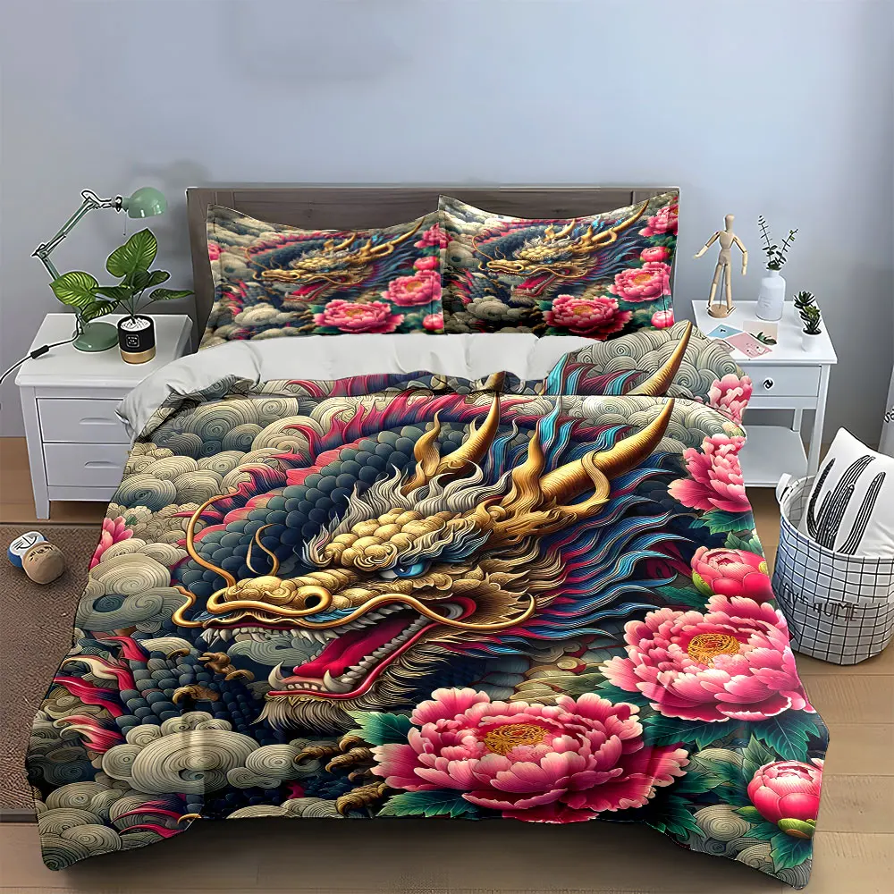 Dragon and Peony Decor Set Soft Comfortable Duvet Cover Bedding Set Included 1*Duvet Cover & 2*Pillowcases, gift
Dragon and Peony Decor Set Soft Comfortable Duvet Cover Bedding Set Included 1*Duvet Cover & 2*Pillowcases, gift