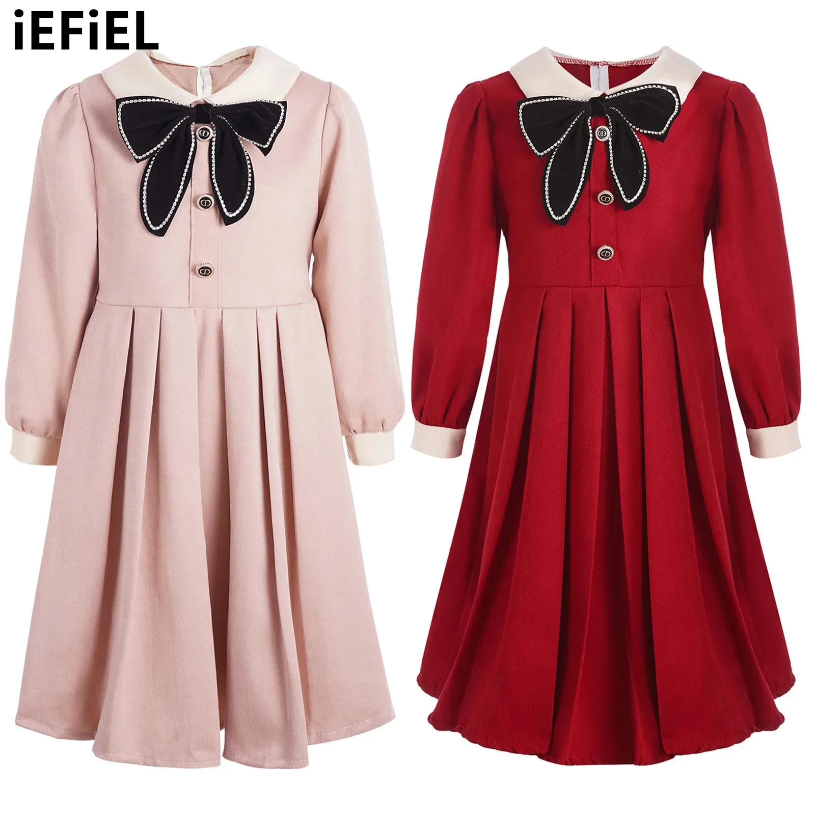 Kids Girls Pleated Dress Turn-Down Collar Button Belted Long Sleeve Dresses with Cute Bowknot for School Show Birthday Party
Kids Girls Pleated Dress Turn-Down Collar Button Belted Long Sleeve Dresses with Cute Bowknot for School Show Birthday Party