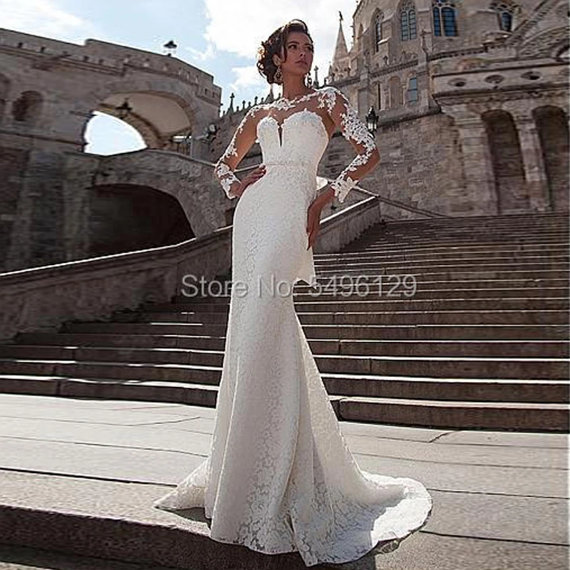 Sexy Sheer High Neck Mermaid Wedding Dresses Romantic Lace Appliques Vestido Noiva Floor Length Long Sleeves Bride Dress 2024
Sexy Sheer High Neck Mermaid Wedding Dresses Romantic Lace Appliques Vestido Noiva Floor Length Long Sleeves Bride Dress 2024
