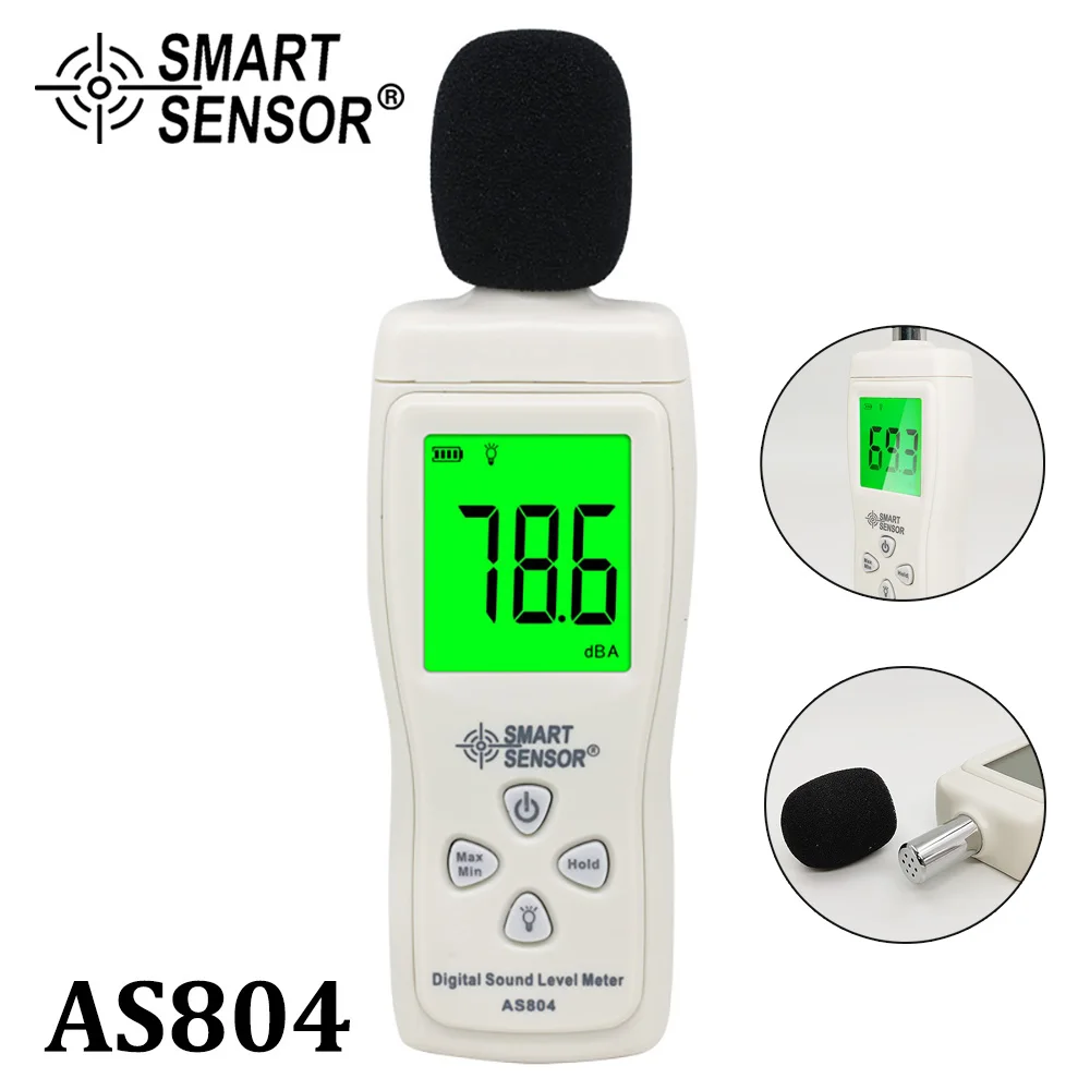 Smart Sensor AS804 Digital Sound Level Meter Decibel 30d-130dB Diagnostic-tool Monitoring Tester Noise DB Detector Analyzer Tool
Smart Sensor AS804 Digital Sound Level Meter Decibel 30d-130dB Diagnostic-tool Monitoring Tester Noise DB Detector Analyzer Tool