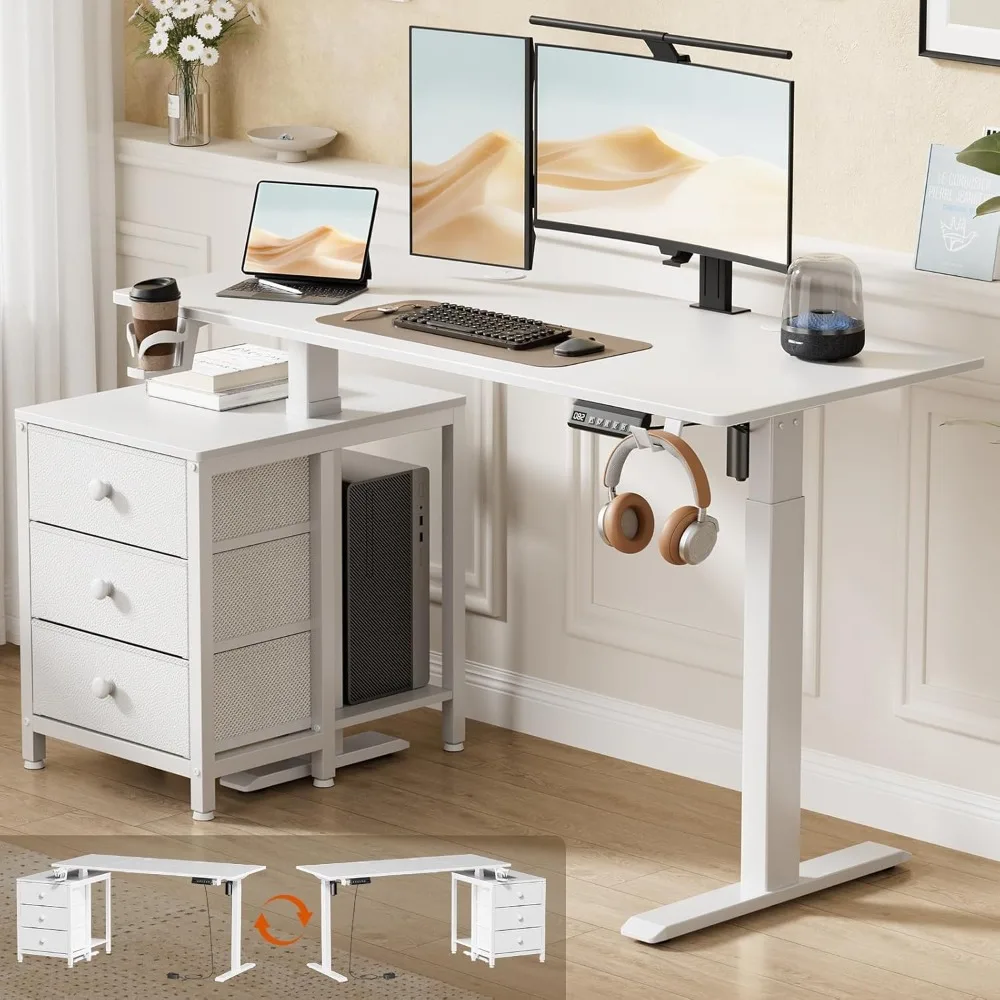 Electric upright desk with drawers, adjustable sitting upright desk with storage space, 3 preset storage spaces
Electric upright desk with drawers, adjustable sitting upright desk with storage space, 3 preset storage spaces