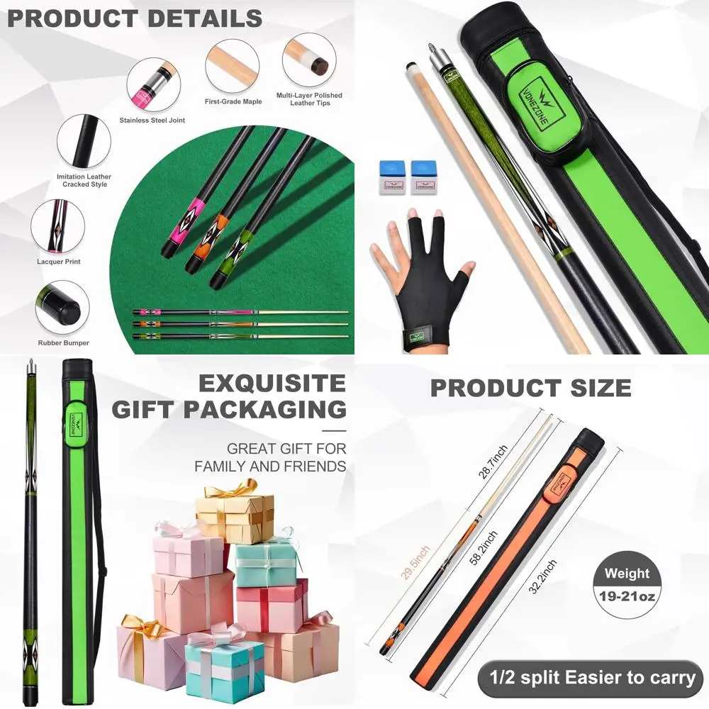 Профессиональный набор для бильярда 58 19-21oz с жестким чехлом, подходит для взрослых и женщин, доступен в розовом, оранжевом, зеленом цветах.
Профессиональный набор для бильярда 58 19-21oz с жестким чехлом, подходит для взрослых и женщин, доступен в розовом, оранжевом, зеленом цветах.