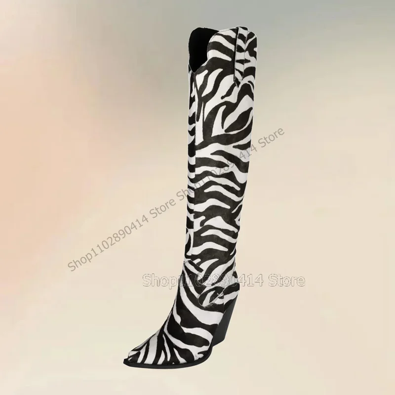 Black White Zebra Print Pointed Toe Boots Slip On Women Shoes Chunky High Heels Fashion Party Banquet 2026 Zapatos Para Mujere
Black White Zebra Print Pointed Toe Boots Slip On Women Shoes Chunky High Heels Fashion Party Banquet 2026 Zapatos Para Mujere