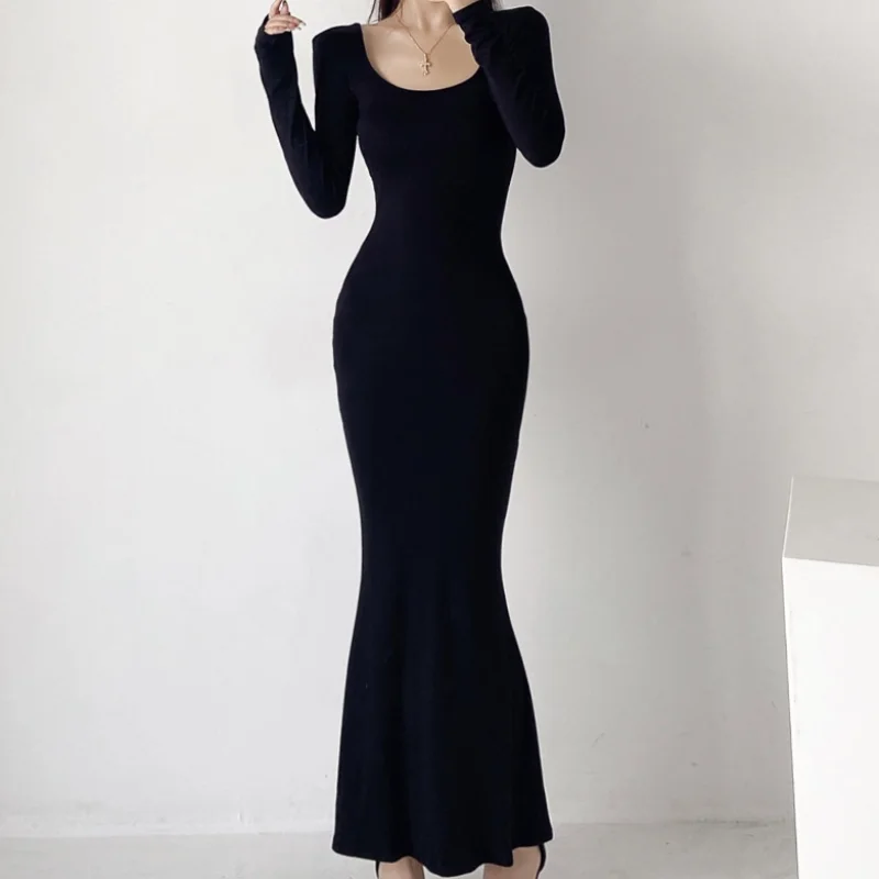 Vintage Sexy Long Sleeve Dress Women Slim Bodycon Korean Elegant Fall Spring U-Neck Long Woman Fishtail Skirt Vestidos De Mujer
Vintage Sexy Long Sleeve Dress Women Slim Bodycon Korean Elegant Fall Spring U-Neck Long Woman Fishtail Skirt Vestidos De Mujer