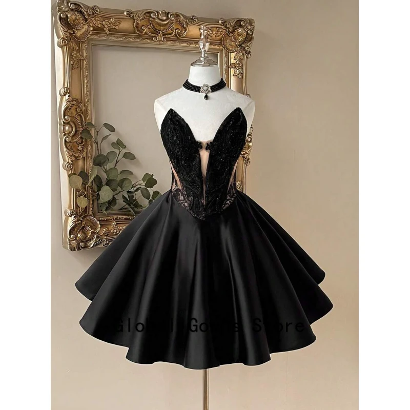 Elegant Contrast Color Embroidered Lace Luxury Satin Deep V-Neck Fishtail Short Dress, Suitable For Formal Occasions BbinycKHoe
Elegant Contrast Color Embroidered Lace Luxury Satin Deep V-Neck Fishtail Short Dress, Suitable For Formal Occasions BbinycKHoe