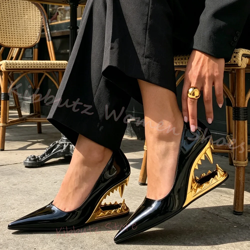 Unique Tooth Heel Pumps Women Pointed Toe Patent Leather Stilettos Pointy for Party Wedding Shoes Slip-On Novelty Fashion Sexy
Unique Tooth Heel Pumps Women Pointed Toe Patent Leather Stilettos Pointy for Party Wedding Shoes Slip-On Novelty Fashion Sexy