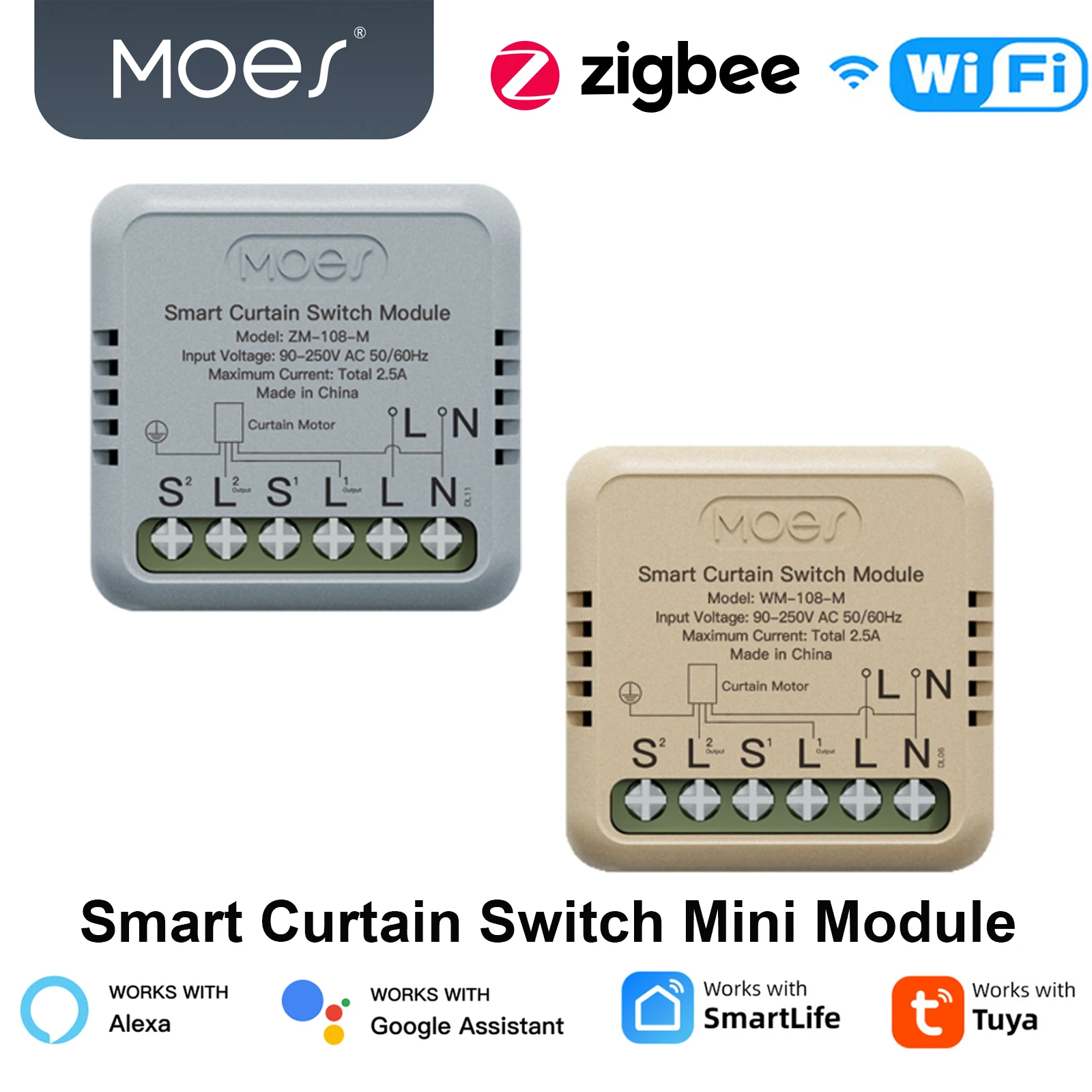 MOES Tuya Wi-Fi/ZigBee умный переключатель штор мини-модуль для кулисного переключателя сброса, приложение дистанционного управления работает с Alexa Google Home
MOES Tuya Wi-Fi/ZigBee умный переключатель штор мини-модуль для кулисного переключателя сброса, приложение дистанционного управления работает с Alexa Google Home