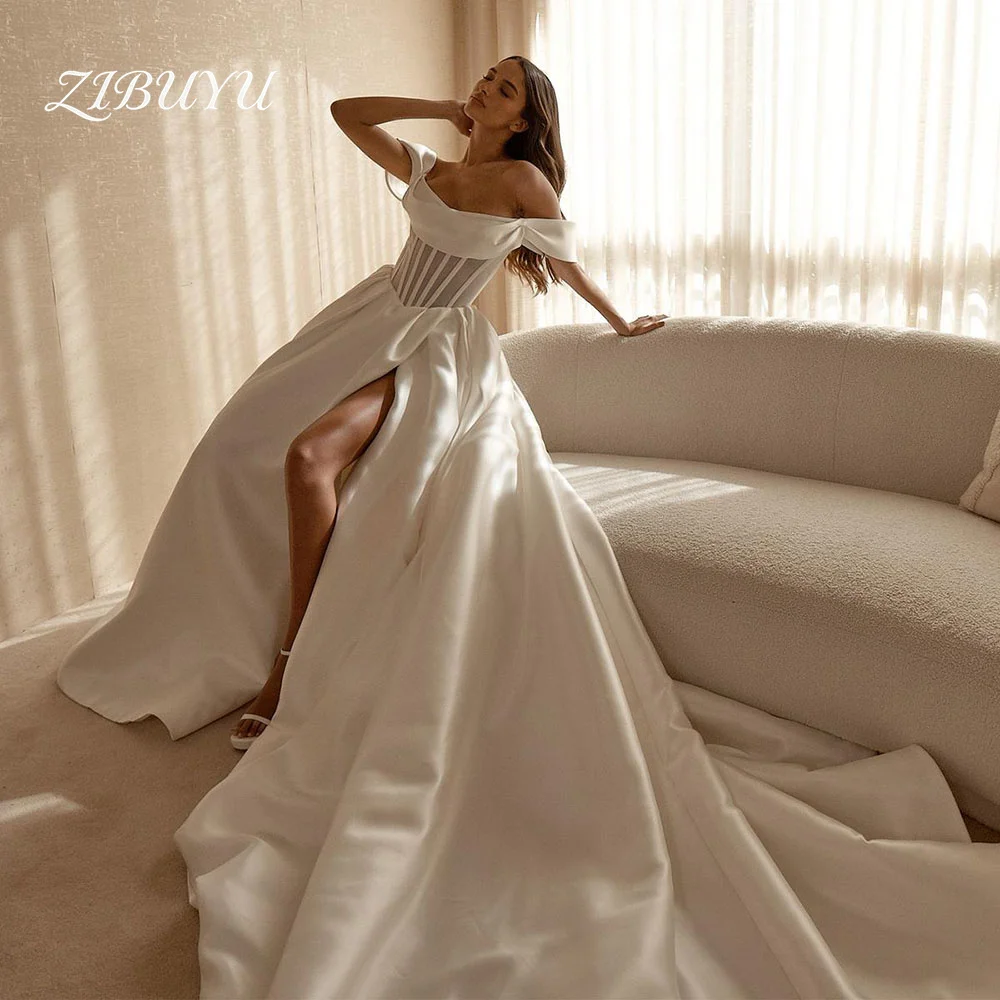 ZIBUYU Customized Simple Luxury Wedding Dress 2026 Strapless Off The Shoulder Corset Bodice Sleeveless Satin A-Line Bridal Gowns
ZIBUYU Customized Simple Luxury Wedding Dress 2026 Strapless Off The Shoulder Corset Bodice Sleeveless Satin A-Line Bridal Gowns