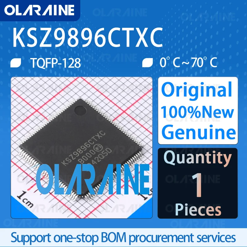 1Pcs Original KSZ9896CTXC TQFP-128 Communication Ethernet ICs Data rates 10 Mb/s, 100 Mb/s, 1 Gb/s IC chip circuit olaraine
1Pcs Original KSZ9896CTXC TQFP-128 Communication Ethernet ICs Data rates 10 Mb/s, 100 Mb/s, 1 Gb/s IC chip circuit olaraine