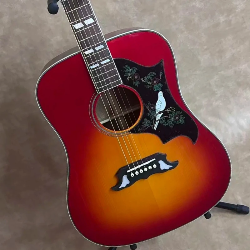 41 Inch Cherry Sunburst Colour Dreadnought Acoustic Guitar Bird & Floral Inlay Pickguard Handcrafted Free Delivery Fixed Bridge
41 Inch Cherry Sunburst Colour Dreadnought Acoustic Guitar Bird & Floral Inlay Pickguard Handcrafted Free Delivery Fixed Bridge