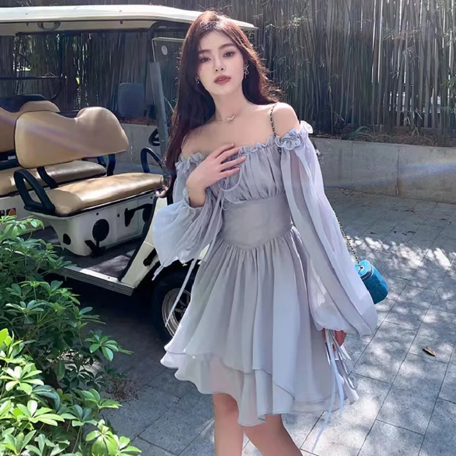 【New style】French retro chiffon dress design super fairy one-line collar first love dating dress waist slim skirt
【New style】French retro chiffon dress design super fairy one-line collar first love dating dress waist slim skirt