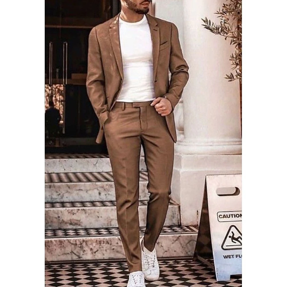Luxury Brown Suits for Men Single Breasted 2 Pieces Jacket Pants Blazers Sets Smart Banquet Business Party Male Clothing
Luxury Brown Suits for Men Single Breasted 2 Pieces Jacket Pants Blazers Sets Smart Banquet Business Party Male Clothing