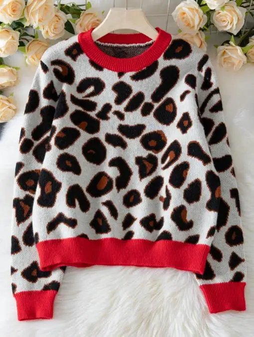 Women's Clothing 2025 Autumn and Winter New Design with Contrasting Leopard Print Jacquard Long Sleeved Knitted Top
Women's Clothing 2025 Autumn and Winter New Design with Contrasting Leopard Print Jacquard Long Sleeved Knitted Top