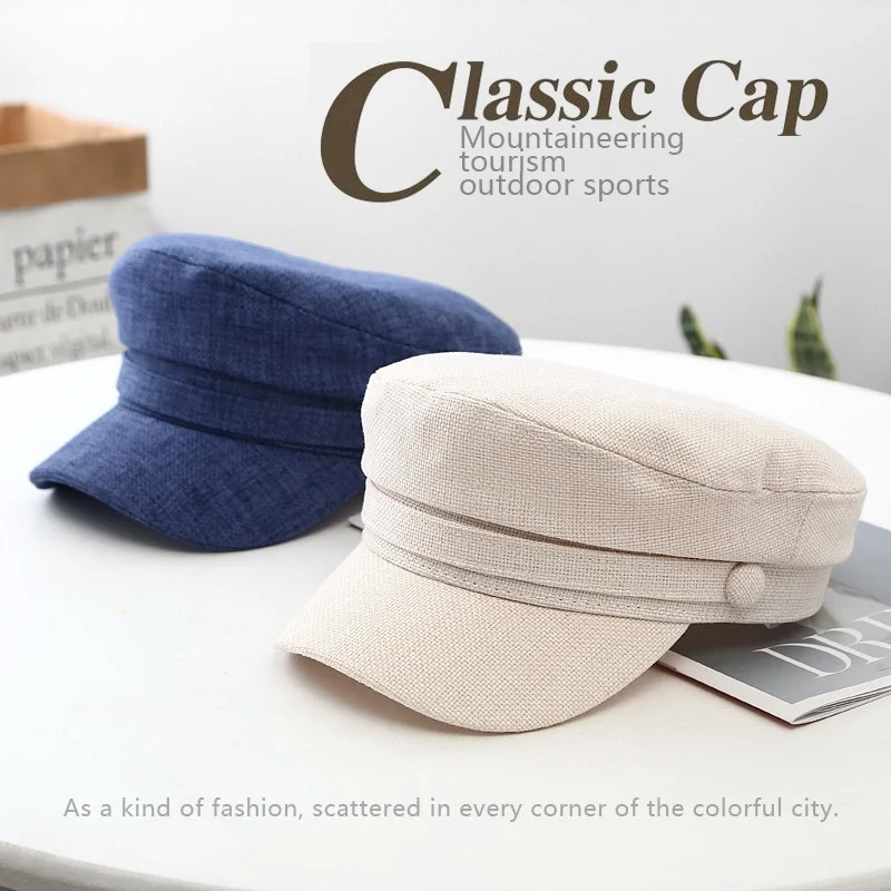 Fashion Solid Visor Military Hat spring and Autumn Linen Breathable Beret Cap For Women Retro England Style Flat Cap
Fashion Solid Visor Military Hat spring and Autumn Linen Breathable Beret Cap For Women Retro England Style Flat Cap